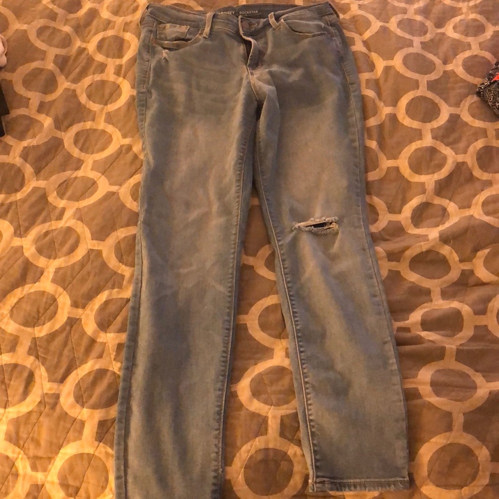 Old Navy Mid Rise Rock Star Ripped Jeans